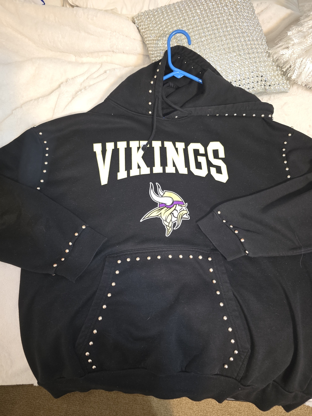 Black Studded Hoodie Sweatshirt